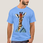 Niedliche Giraffe mit Denim Jacket T-Shirt (Vorderseite)