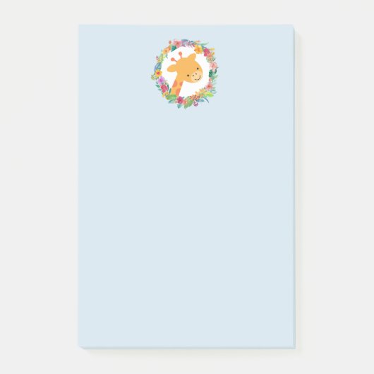 Niedliche Giraffe mit einem blumengeschmückten Wat Post-it Klebezettel (Vorderseite)