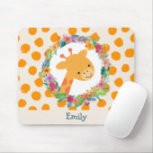 Niedliche Giraffe mit einem Blumenkranz Personalis Mousepad (Mit Mouse)