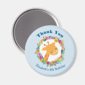 Niedliche Giraffe mit einem Blumenschrei zum Gebur Magnet (Vorderseite/Rückseite)