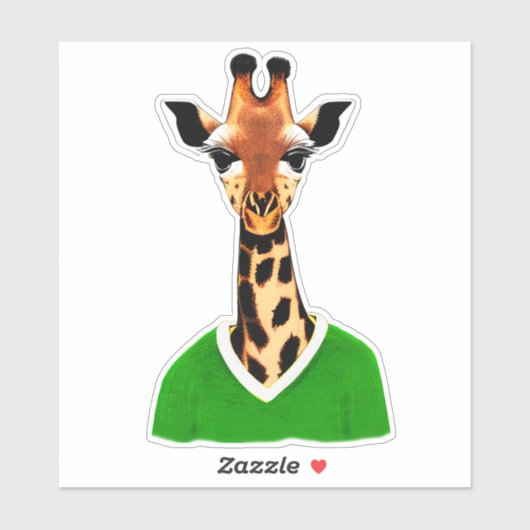 Niedliche Giraffe mit einem grünen Pullover Aufkleber (Blatt)