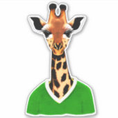 Niedliche Giraffe mit einem grünen Pullover Aufkleber (Vorderseite)