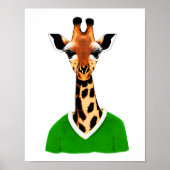 Niedliche Giraffe mit einem grünen Pullover Poster (Vorne)