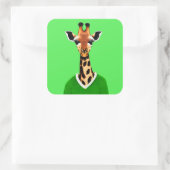Niedliche Giraffe mit einem grünen Pullover Quadratischer Aufkleber (Tasche)