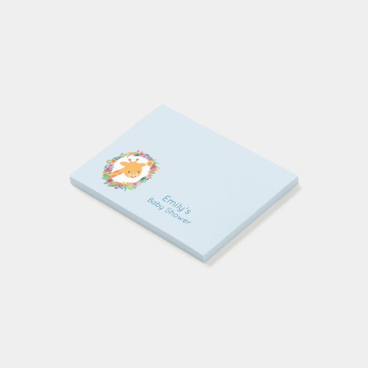 Niedliche Giraffe mit einer Blumengartendusche Post-it Klebezettel (angewinkelt)