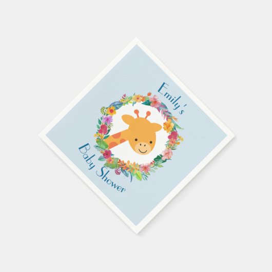 Niedliche Giraffe mit einer Blumengartendusche Serviette (Ecke)