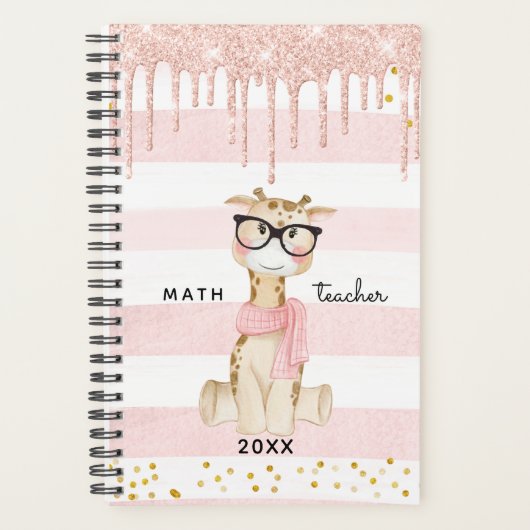Niedliche Giraffe mit Glasses Math Lehrer Planner Planer (Vorderseite)