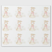 Niedliche Giraffe mit Gold Foil Girl Dusche Geschenkpapier (Flach)