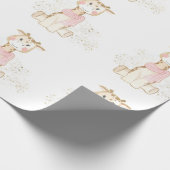 Niedliche Giraffe mit Gold Foil Girl Dusche Geschenkpapier (Ecke)