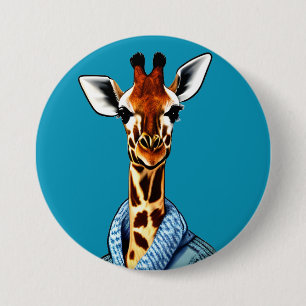 Niedliche Giraffe mit Jeansjacke Button