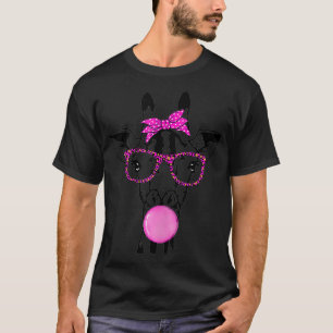 niedliche Giraffe mit Kaugummi-Brille T-Shirt