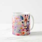 Niedliche Giraffe mit rosa Blume Kaffeetasse (VorderseiteRechts)