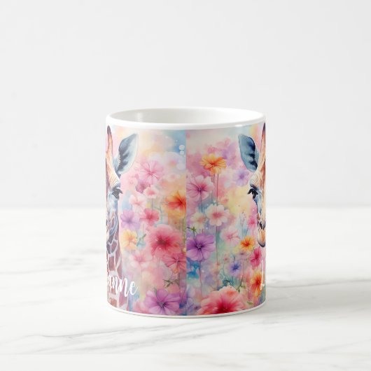 Niedliche Giraffe mit rosa Blume Kaffeetasse (Mittel)