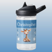 Niedliche Giraffe mit Sternen Kinder blau Trinkflasche