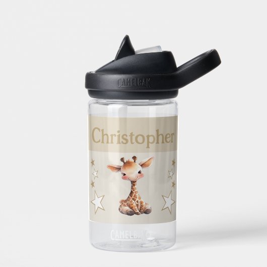 Niedliche Giraffe mit Sternen Kinder braun Trinkflasche (Links)