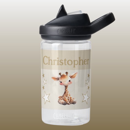 Niedliche Giraffe mit Sternen Kinder braun Trinkflasche