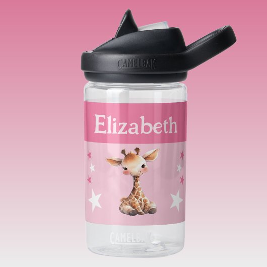 Niedliche Giraffe mit Sternen Kinder pink hinzufüg Trinkflasche