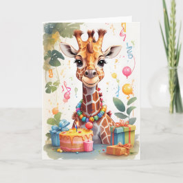 Niedliche Giraffe mit vielen Geschenken | Karte