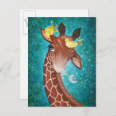 Niedliche Giraffe mit Vögeln Postkarte (Vorne/Hinten)