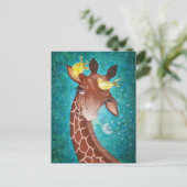 Niedliche Giraffe mit Vögeln Postkarte (Stehend Vorderseite)