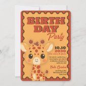 Niedliche Giraffe Orange Kindergeburtstag Party Ei Einladung (Vorderseite)