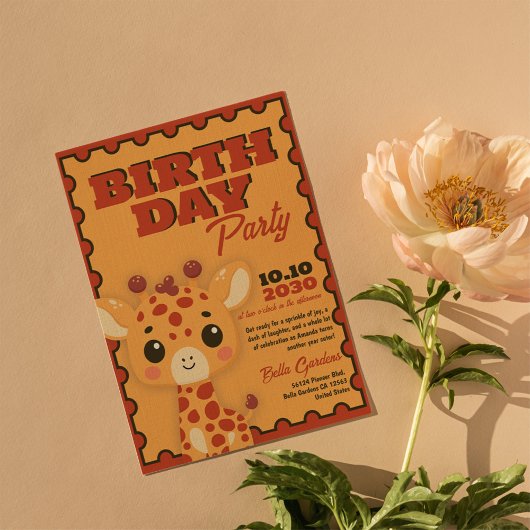 Niedliche Giraffe Orange Kindergeburtstag Party Ei Einladung