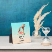 Niedliche Giraffe Pair Liebe ist Liebe Patient ist Fotoplatte (InSitu)