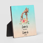Niedliche Giraffe Pair Liebe ist Liebe Patient ist Fotoplatte (Vorderseite)