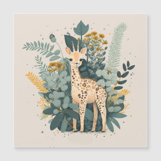 Niedliche Giraffe-Papier-Teller Magneteinladung (Vorderseite)