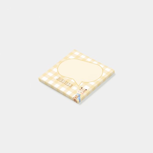 Niedliche Giraffe Pastel Orange Gingham Pattern Post-it Klebezettel (angewinkelt)