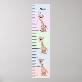 Niedliche Giraffe Pastel Wachstumsdiagramm hinzufü Poster