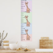 Niedliche Giraffe Pastel Wachstumsdiagramm hinzufü Poster (Küche)