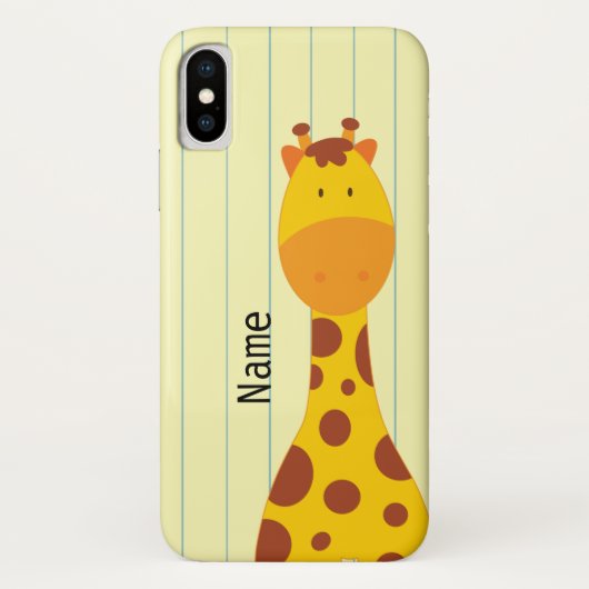 Niedliche Giraffe Personalisierter Name des Tieres Case-Mate iPhone Hülle (Rückseite)