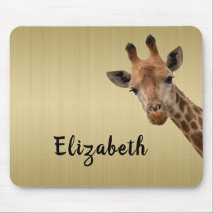 Niedliche Giraffe Personalisierter Name des Tieres Mousepad