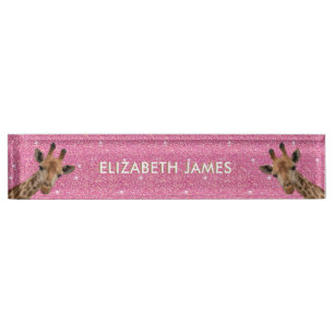Niedliche Giraffe Personalisierter Name des Tieres Namensplakette