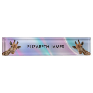 Niedliche Giraffe Personalisierter Name des Tieres Namensplakette