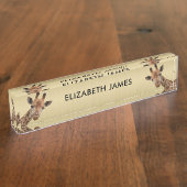 Niedliche Giraffe Personalisierter Name des Tieres Namensplakette (Seite)