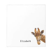 Niedliche Giraffe Personalisierter Name des Tieres Notizblock (Vorderseite)