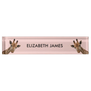 Niedliche Giraffe Personalisierter Tiername - Rosa Namensplakette