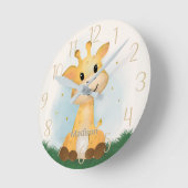 Niedliche Giraffe Personalisiertes Geschlecht Neut Runde Wanduhr (Winkel)