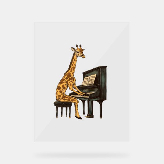 Niedliche Giraffe Piano Giraffen Musikermusik Acrylschild (Vorderseite)