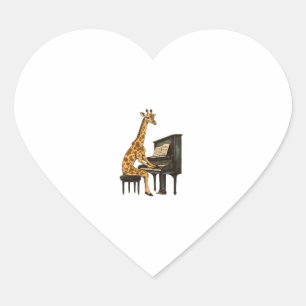 Niedliche Giraffe Piano Giraffen Musikermusik Herz-Aufkleber
