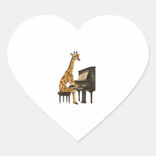 Niedliche Giraffe Piano Giraffen Musikermusik Herz-Aufkleber