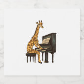 Niedliche Giraffe Piano Giraffen Musikermusik Schaumweinetikett (Einzelnes Label)