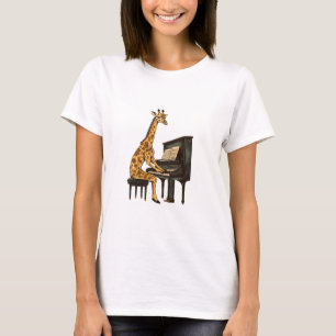 Niedliche Giraffe Piano Giraffen Musikermusik T-Shirt