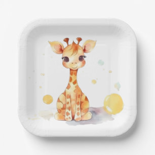 Niedliche Giraffe-Platine Pappteller