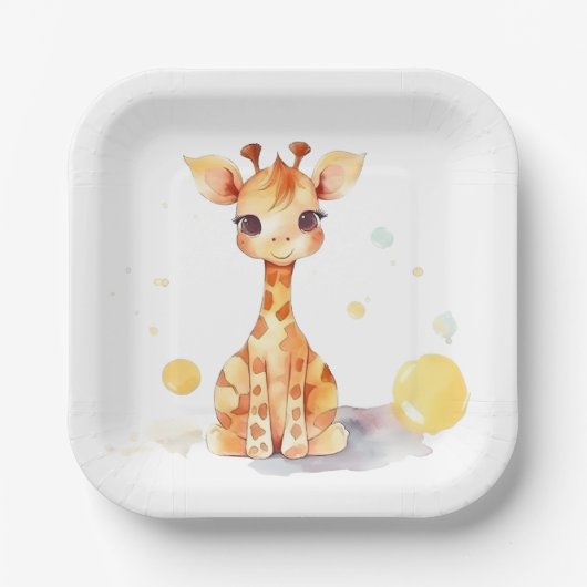 Niedliche Giraffe-Platine Pappteller (Vorderseite)