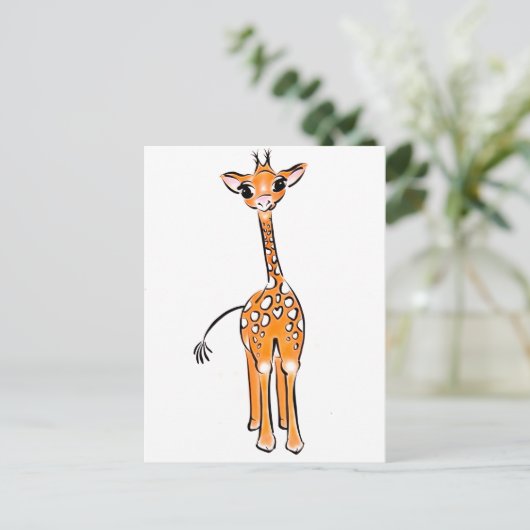 Niedliche Giraffe Postkarte (Stehend Vorderseite)