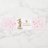 Niedliche Giraffe Prinzessin 1. Geburtstag Wasserflaschenetikett (Einzelnes Label)