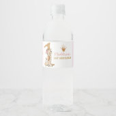 Niedliche Giraffe Prinzessin 1. Geburtstag Wasserflaschenetikett (Vorderseite)